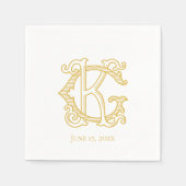 EDITABLE FARBEN GK Monogram KG Monogram Napkins Serviette (Vorderseite)
