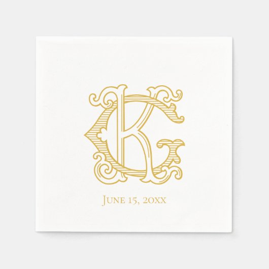 EDITABLE FARBEN GK Monogram KG Monogram Napkins Serviette (Vorderseite)