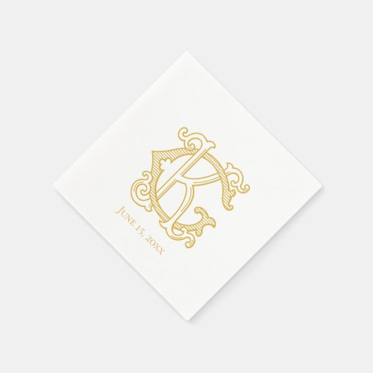 EDITABLE FARBEN GK Monogram KG Monogram Napkins Serviette (Ecke)