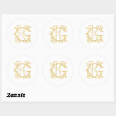 EDITABLE FARBEN GK Monogramm KG Monogramm Aufklebe Runder Aufkleber (Blatt)