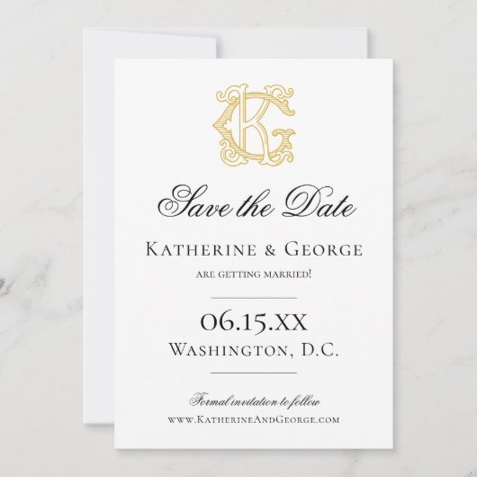 EDITABLE FARBEN GK Monogramm KG Monogramm Einladun Save The Date (Vorderseite)