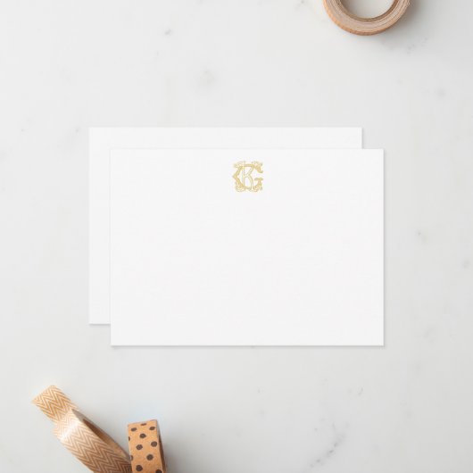 EDITABLE FARBEN GK Monogramm KG Monogramm-Notecard Mitteilungskarte (Vorderseite/Rückseite Beispiel)