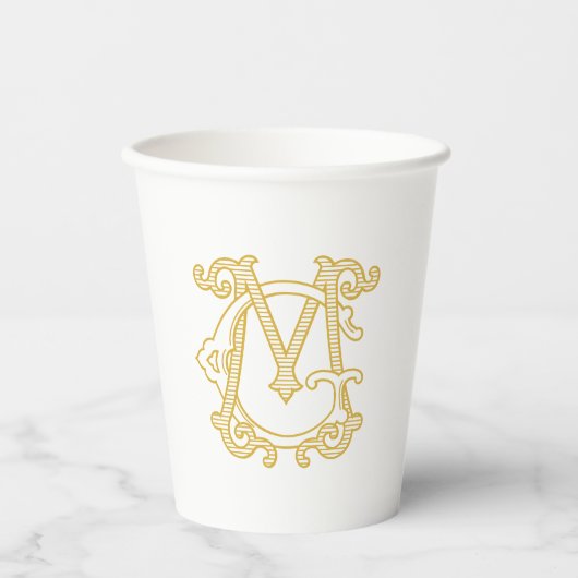 EDITABLE FARBEN GM Monogram MG Monogram Cups Pappbecher (Vorderseite)