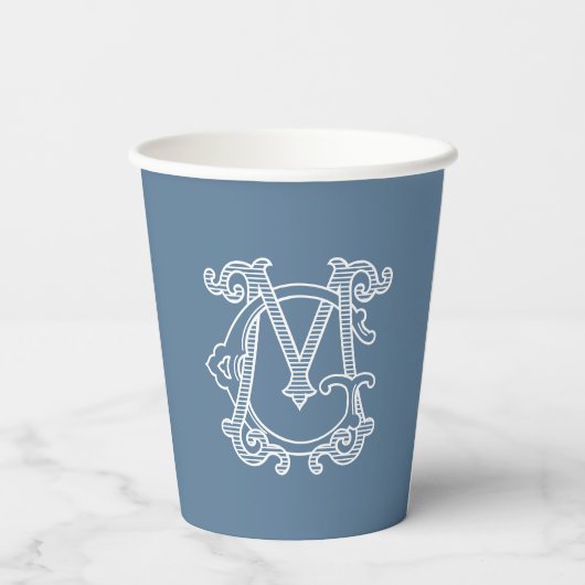 EDITABLE FARBEN GM Monogram MG Monogram Cups Pappbecher (Rückseite)