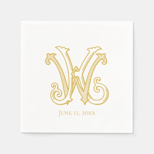 EDITABLE FARBEN KW Monogram WK Monogram Napkins Serviette (Vorderseite)