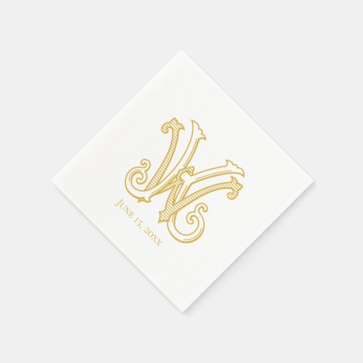 EDITABLE FARBEN KW Monogram WK Monogram Napkins Serviette (Ecke)