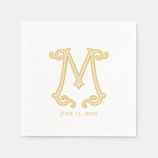 EDITABLE FARBEN M Monogram M Logo Napkins Serviette (Vorderseite)