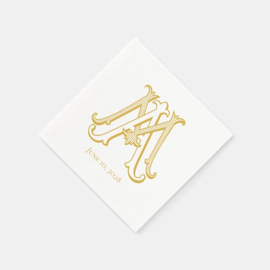 EDITABLE FARBEN MA Monogram AM monogram Napkins Serviette (Ecke)