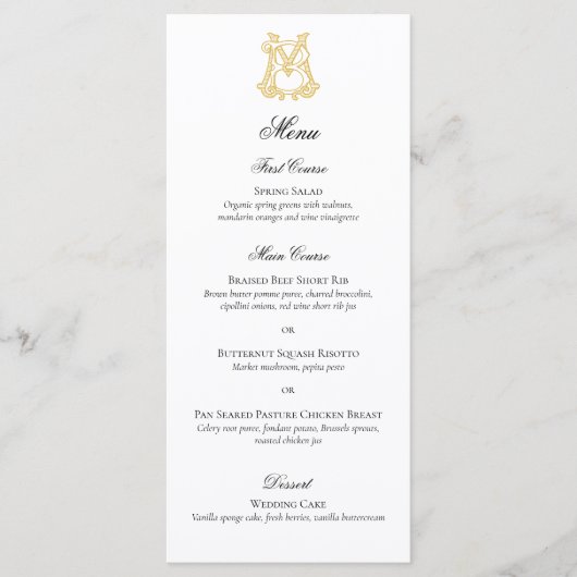 EDITABLE FARBEN MB Monogram BM Monogram Menu Menükarte (Vorderseite)