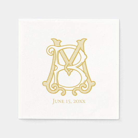 EDITABLE FARBEN MB Monogram BM Monogram Napkins Serviette (Vorderseite)