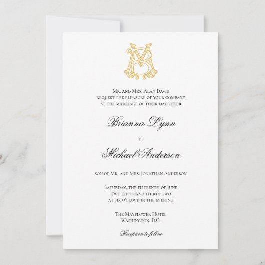 EDITABLE FARBEN MB Monogramm BM Einladung (Vorderseite)