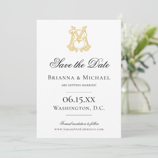 EDITABLE FARBEN MB Monogramm BM Monogramm Save The Date (Stehend Vorderseite)