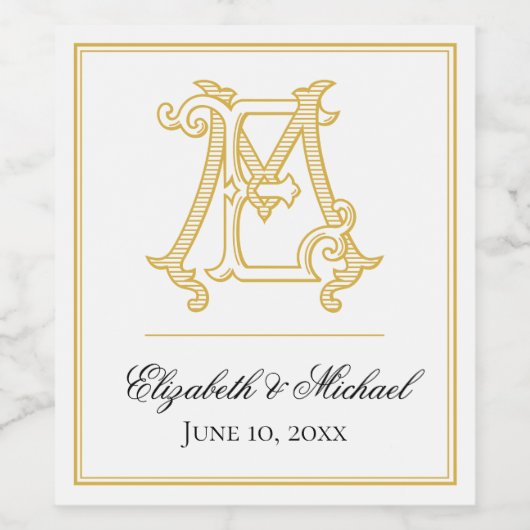 EDITABLE FARBEN ME Monogram EM Monogram Label Weinetikett (Einzelnes Label)