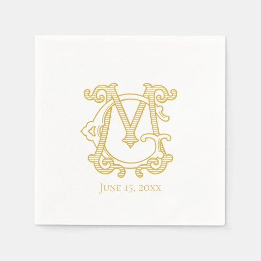 EDITABLE FARBEN MG Monogram GM Monogram Napkins Serviette (Vorderseite)