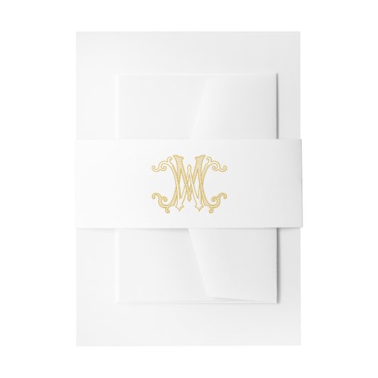 EDITABLE FARBEN MW Monogramm WM Monogramm Bauchban Einladungsbanderole (Vorderseite Beispiel)