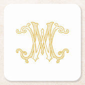EDITABLE FARBEN WM Monogram MW Logo-Untersetzer Rechteckiger Pappuntersetzer (Vorderseite)