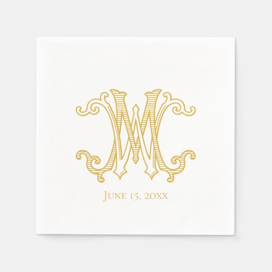 EDITABLE FARBEN WM Monogram MW Monogram Napkins Serviette (Vorderseite)