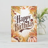 Editable farbenfrohe Wünsche Herbstfall glücklich Karte (Stehend Vorderseite)
