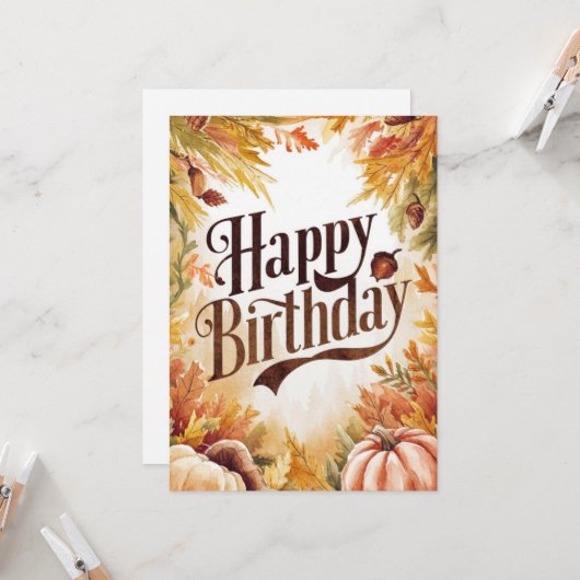 Editable farbenfrohe Wünsche Herbstfall glücklich Karte (Vorderseite/Rückseite Beispiel)