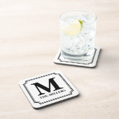 Editable Farbfamilienname/Bar/Restaurant-Monogramm Getränkeuntersetzer (Rechte Seite)