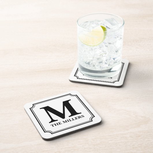 Editable Farbfamilienname/Bar/Restaurant-Monogramm Getränkeuntersetzer (Rechte Seite)