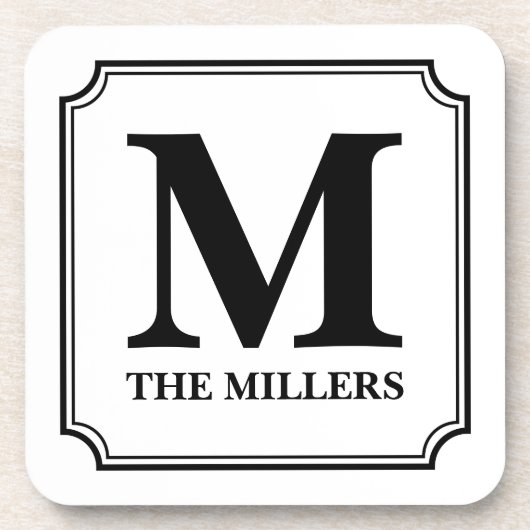 Editable Farbfamilienname/Bar/Restaurant-Monogramm Getränkeuntersetzer (Vorderseite)