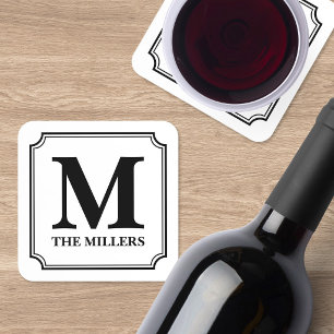 Editable Farbfamilienname/Bar/Restaurant-Monogramm Getränkeuntersetzer