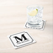 Editable Farbfamilienname/Bar/Restaurant-Monogramm Rechteckiger Pappuntersetzer (Vor Ort)