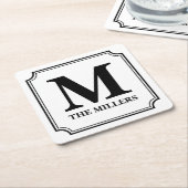 Editable Farbfamilienname/Bar/Restaurant-Monogramm Rechteckiger Pappuntersetzer (angewinkelt)
