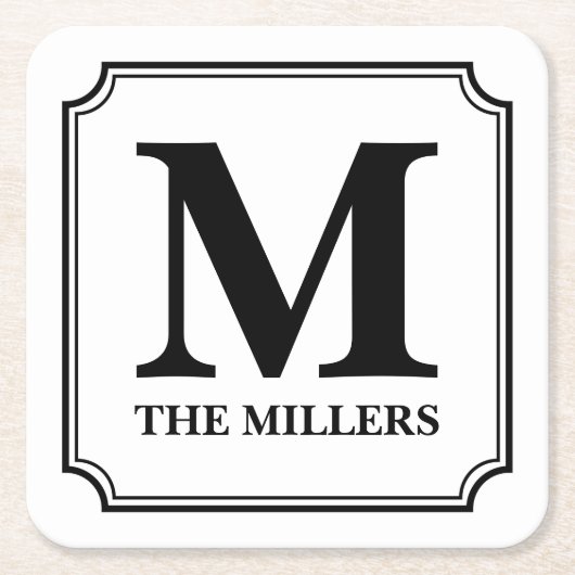 Editable Farbfamilienname/Bar/Restaurant-Monogramm Rechteckiger Pappuntersetzer (Vorderseite)