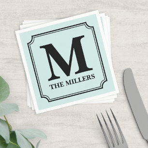 Editable Farbhintergrund-Namen-Monogramm Serviette
