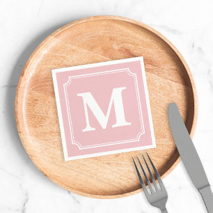 Editable Farbhintergrund-weißes Grenzmonogramm Serviette