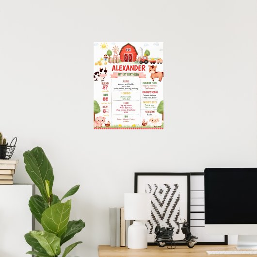 Editable Farm Birthday Milestone Poster Template (Heimbüro)