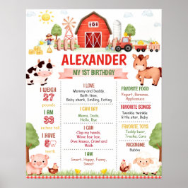 Editable Farm Birthday Milestone Poster Template