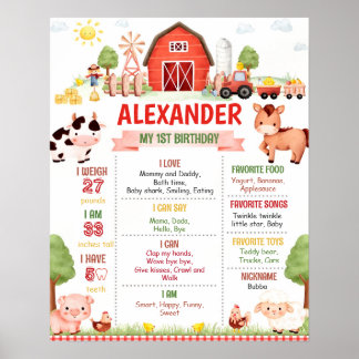 Editable Farm Birthday Milestone Poster Template