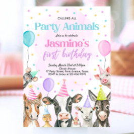 Editable Farm Girl Birthday Einladung, rosa Farm Einladung