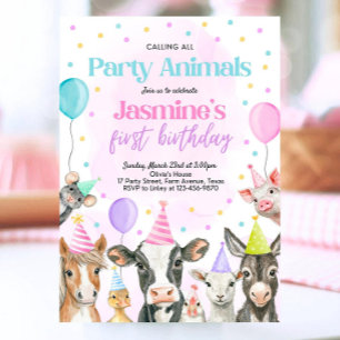 Editable Farm Girl Birthday Einladung, rosa Farm Einladung