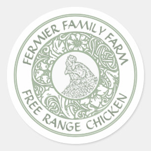 Editable Farm Label Vintage Chicken Poultry Parts Runder Aufkleber