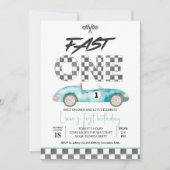 Editable Fast ONE Birthday Invitation Race Car 1st Einladung (Vorderseite)