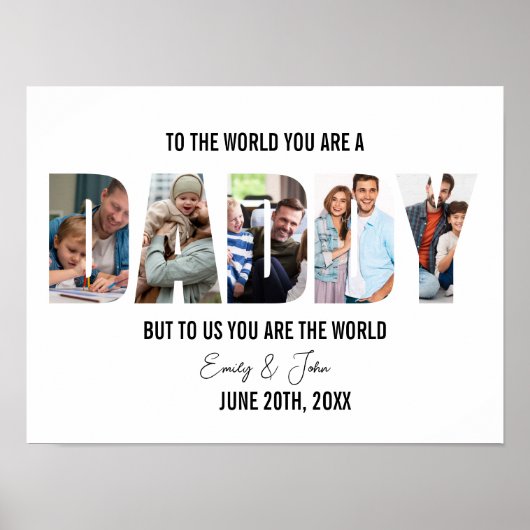 Editable Fathers Day Geschenk Daddy Foto Collage Poster (Vorne)