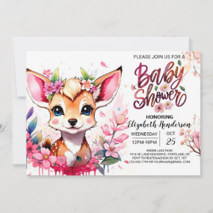 Editable Fawn Baby Dusche Einladung