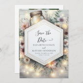 Editable Field Mason Jar Wedding Save The Date (Vorne/Hinten)
