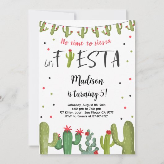 Editable Fiesta Birthday Einladung (Vorderseite)