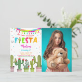 Editable Fiesta Birthday Party Foto Einladung (Stehend Vorderseite)