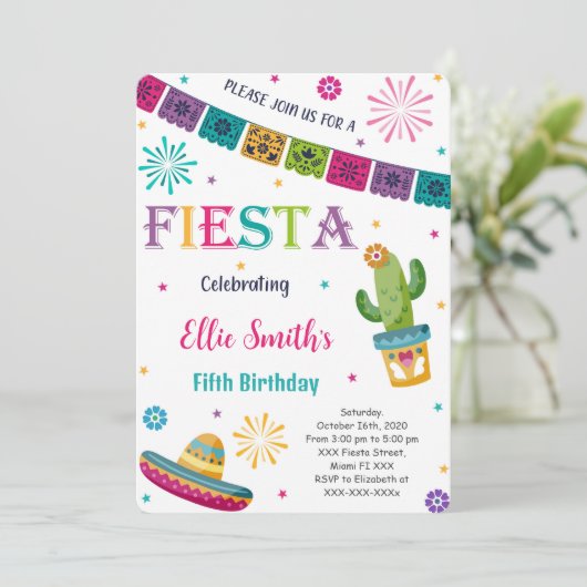 Editable Fiesta Einladung (Stehend Vorderseite)