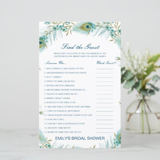 Editable Find the Guest Brautparty Game (Stehend Vorderseite)