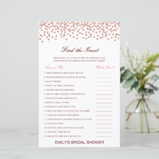 Editable Find the Guest Brautparty Game (Stehend Vorderseite)
