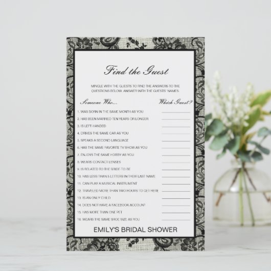 Editable Find the Guest Brautparty Game (Stehend Vorderseite)