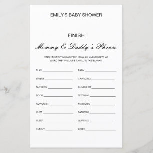 Editable Finish Mama und Vaters Phrase Baby Shower