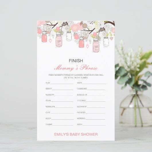 Editable Finish Mommy's Phrase Baby Shower (Stehend Vorderseite)